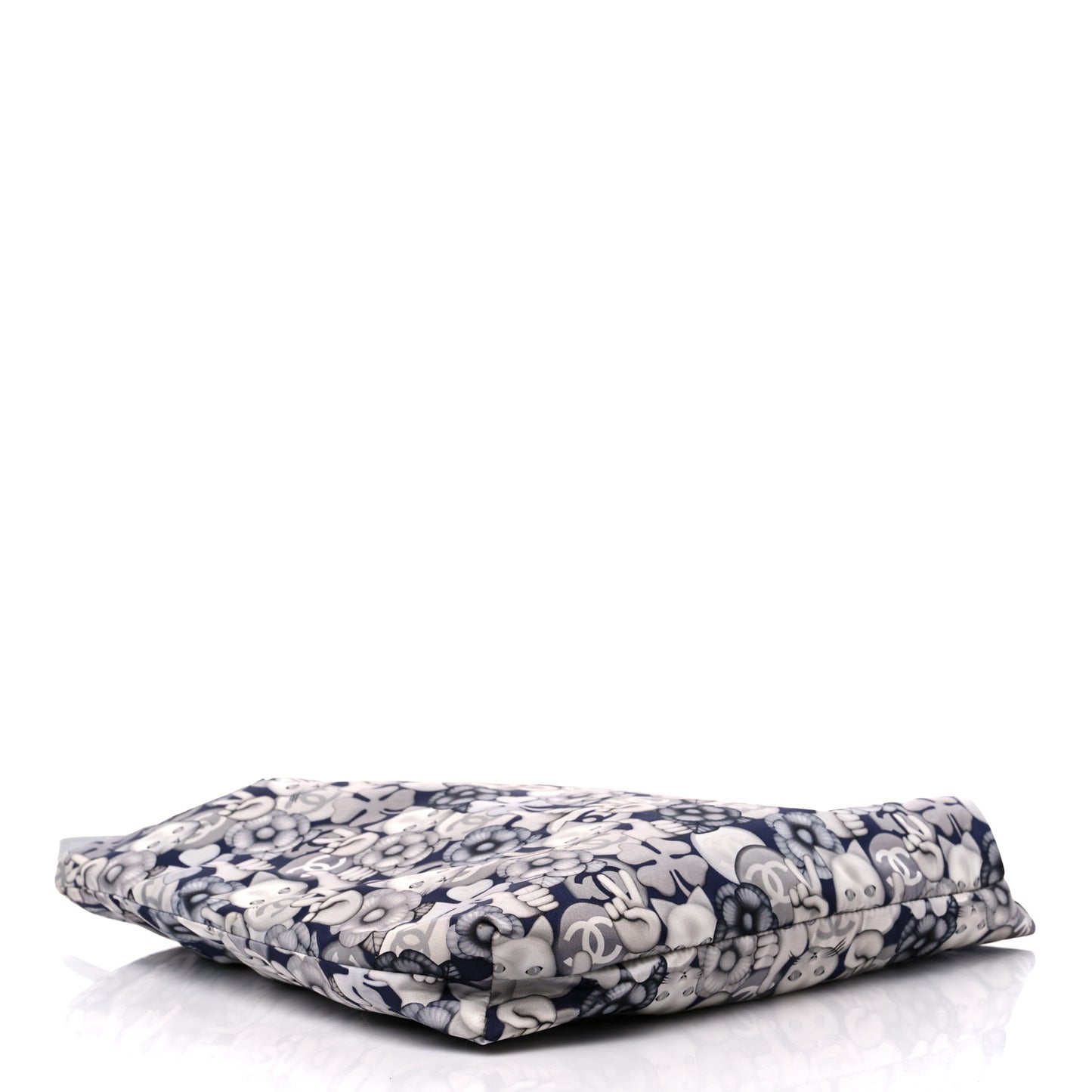 Nylon Cat Emoticon Tote Navy Silver