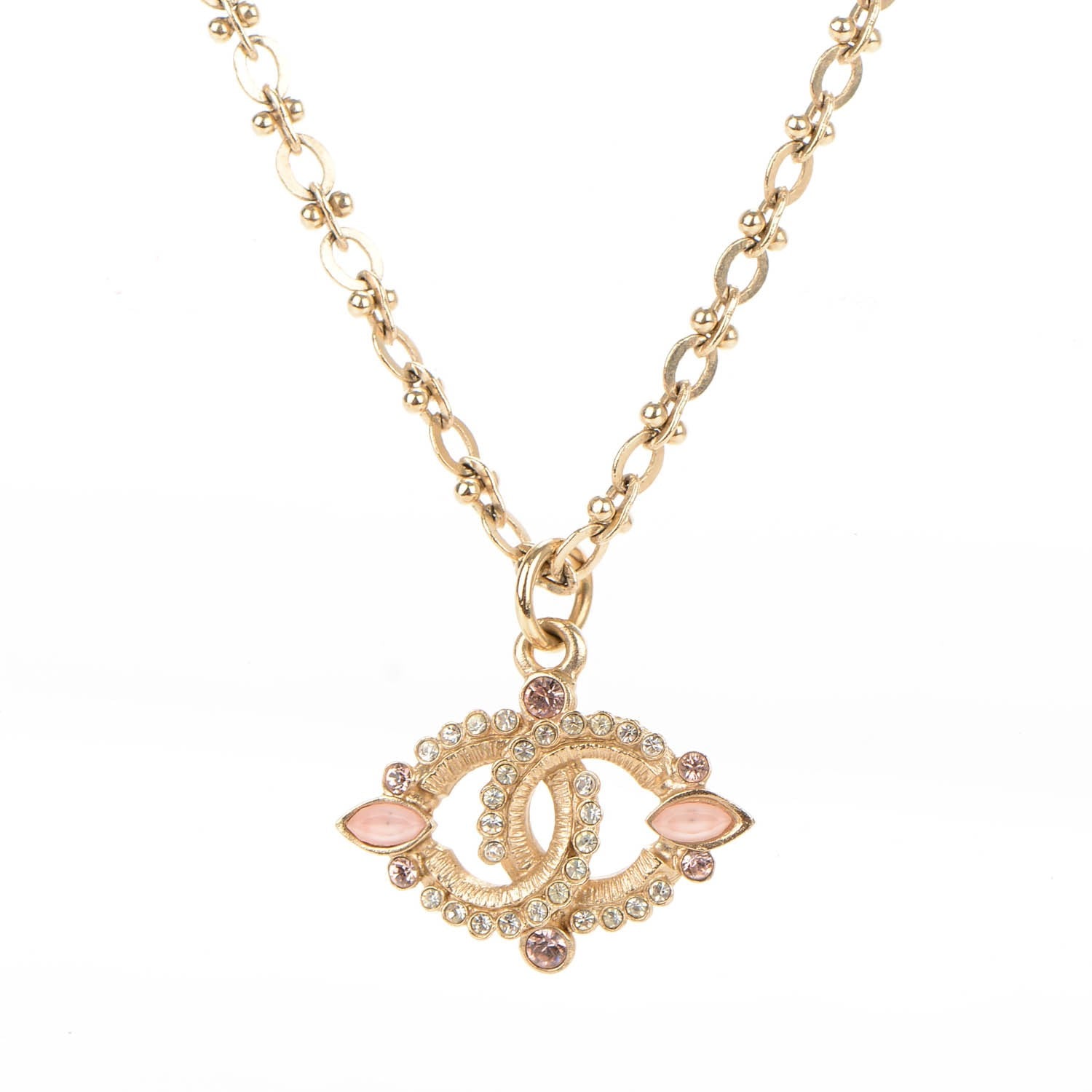 Chanel Pearl Crystal CC Necklace Gold 3 of 6