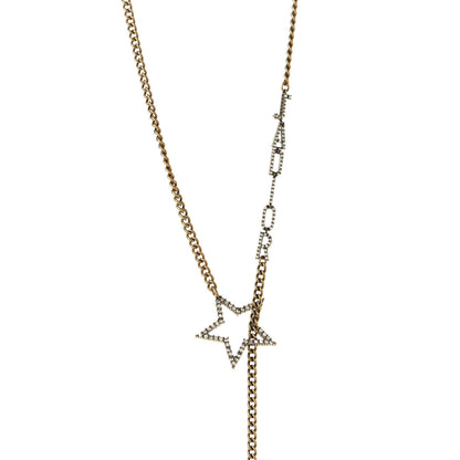 Christian Dior Metal Crystal Star J'Adior Long Necklace Aged Gold 2 of 5