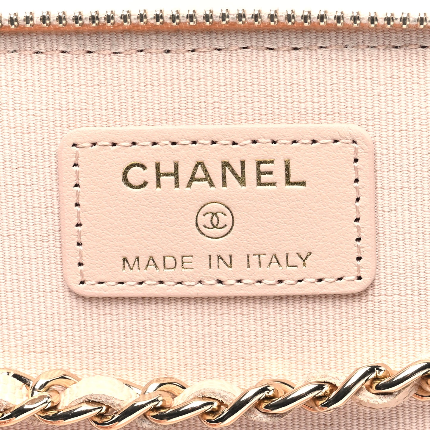 Caviar Quilted Small Vanity Case With Chain Light Beige