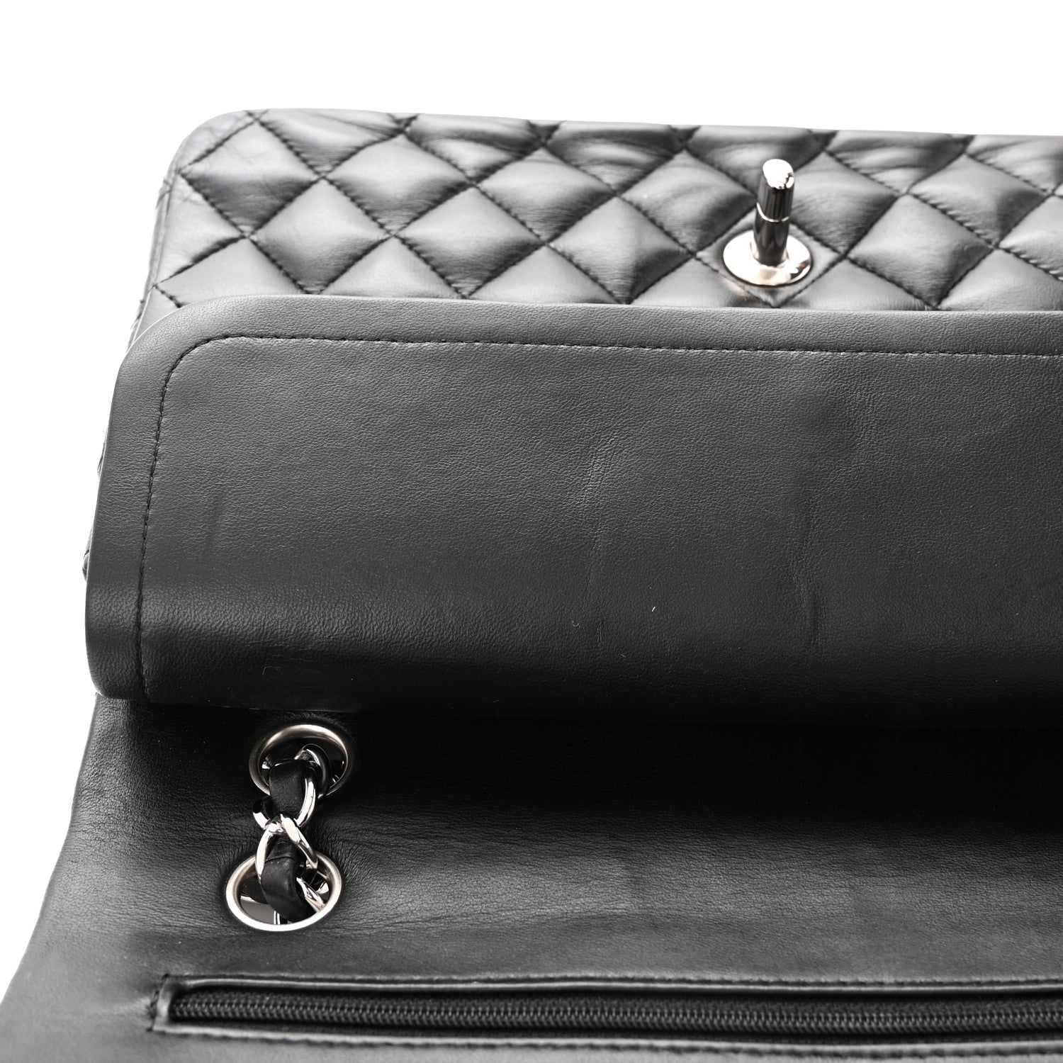 Chanel Lambskin Quilted Medium Double Flap Black 11 of 13