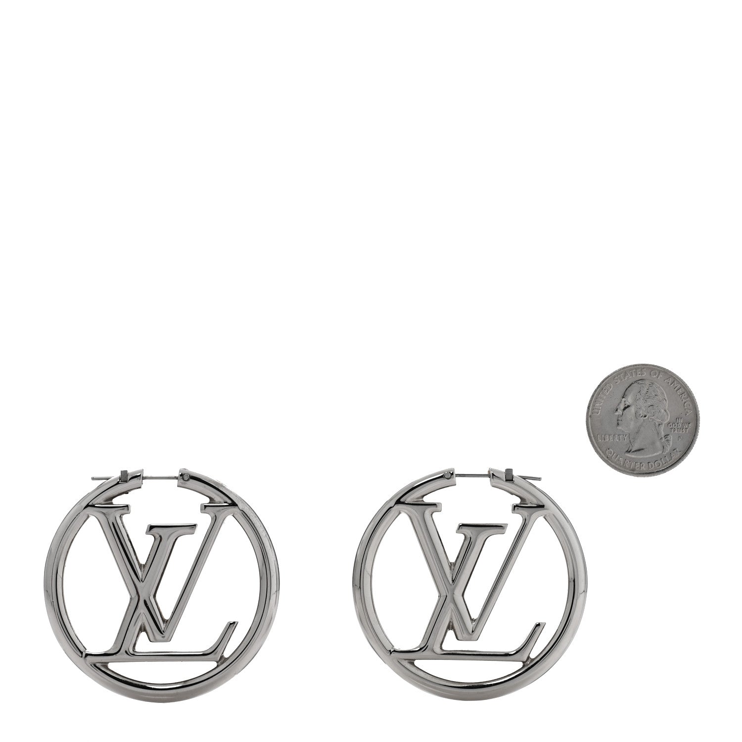 Louis Vuitton Palladium Louise Hoop Earrings Silver 2 of 5