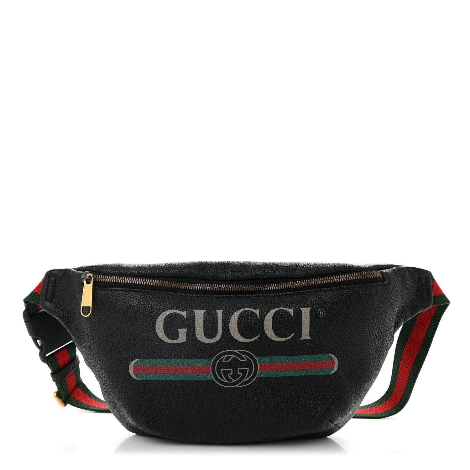 Gucci Grained Calfskin Logo Belt Bag Black 1 of 10