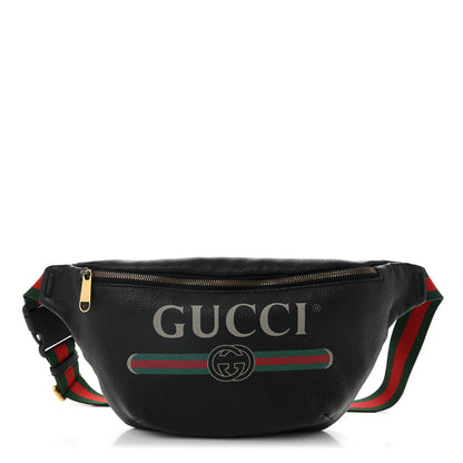 Gucci Grained Calfskin Logo Belt Bag Black 1 of 10