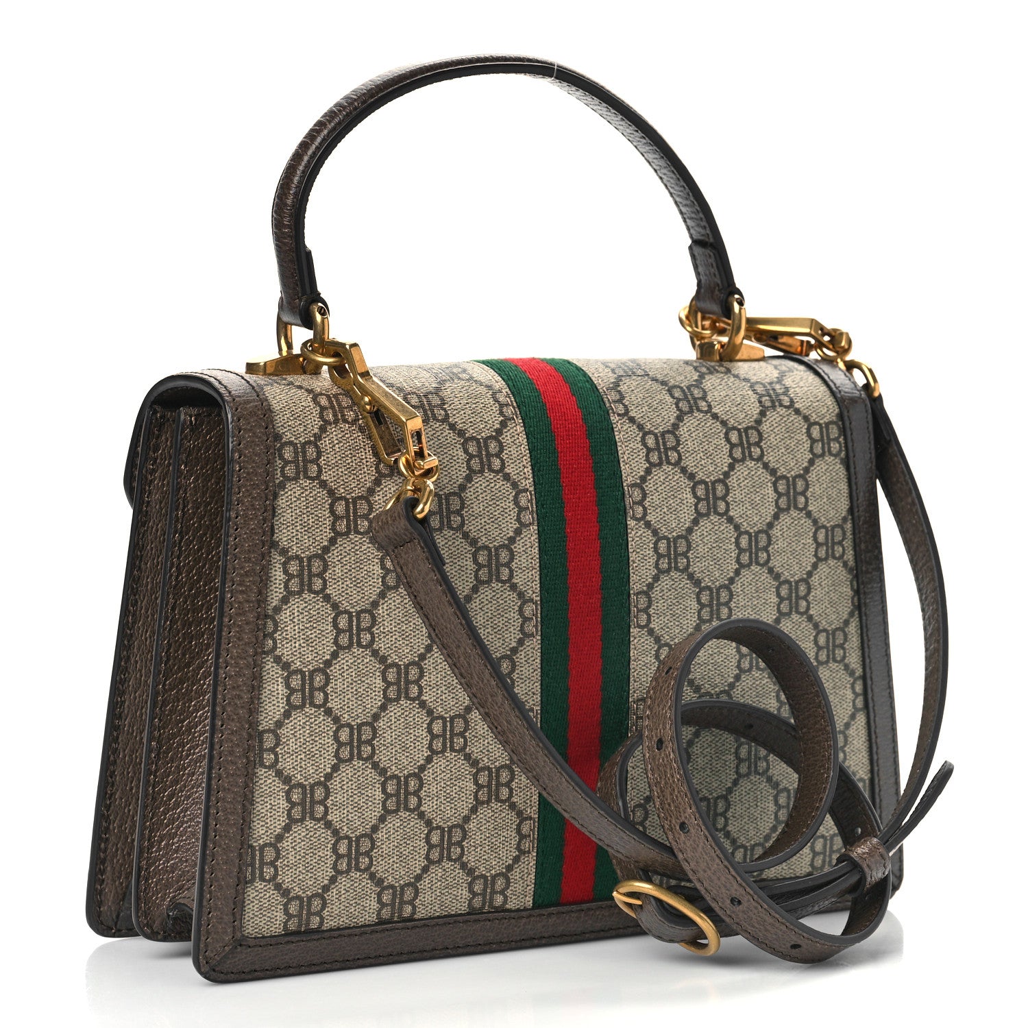 Gucci X BALENCIAGA BB Supreme Monogram Web Small Top Handle Bag Beige New Acero 3 of 9