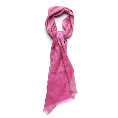 Gucci Wool Silk GG Monogram GGNat Scarf Roseate 1 of 8