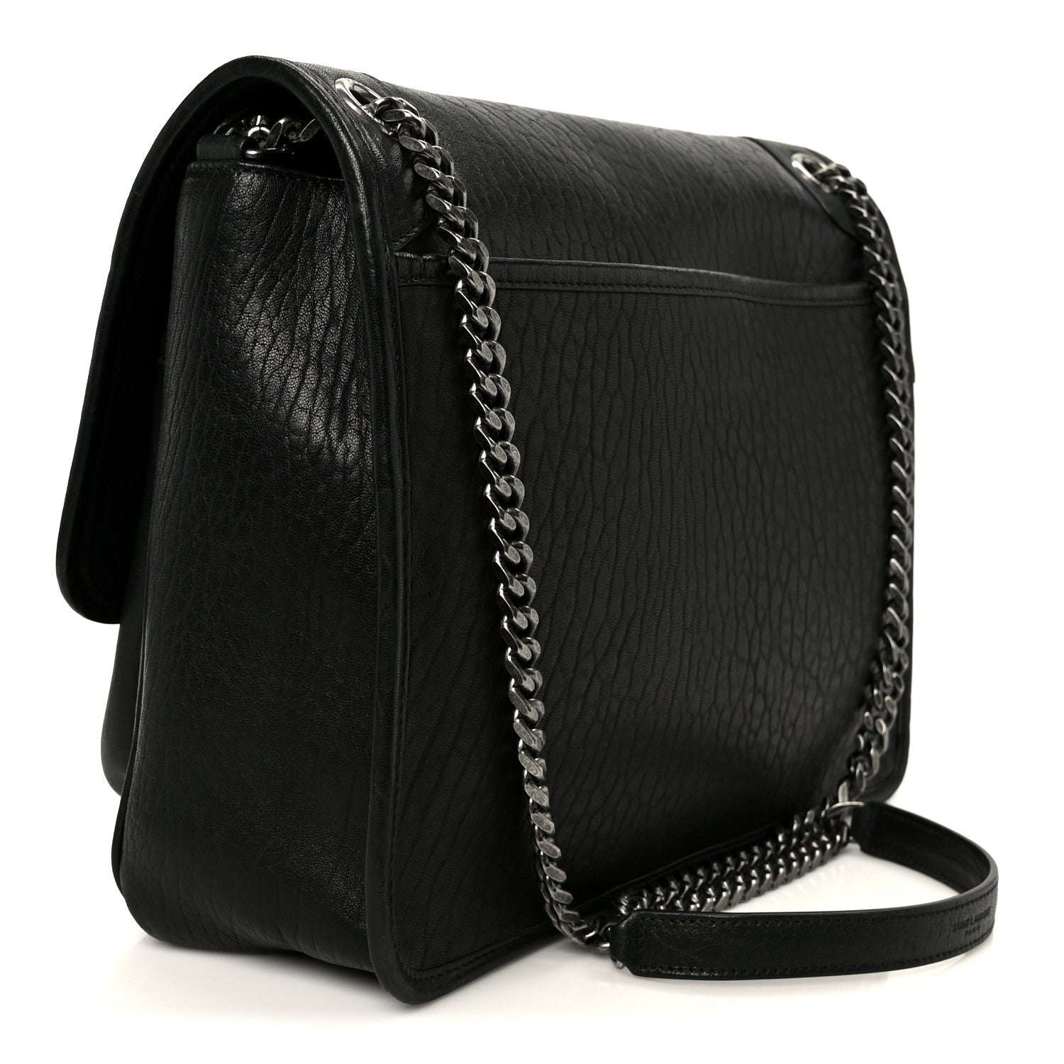 Saint Laurent Grained Lambskin Monogram Large Niki Chain Satchel Black 3 of 11