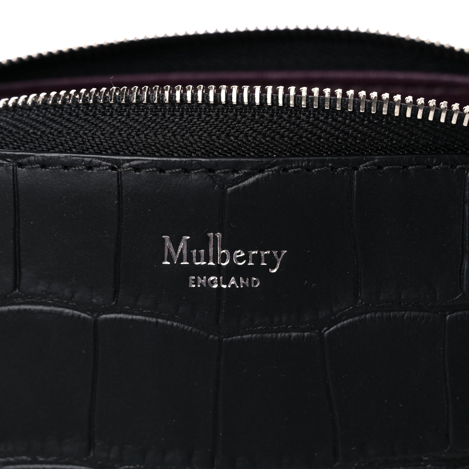 Mulberry Crocodile Embossed Calfskin Cosmetic Pouch Black 8 of 14