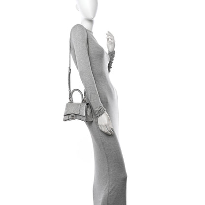 Balenciaga Strass Suede Hourglass Top Handle Bag XS Smoke Grey Crystal 2 of 11