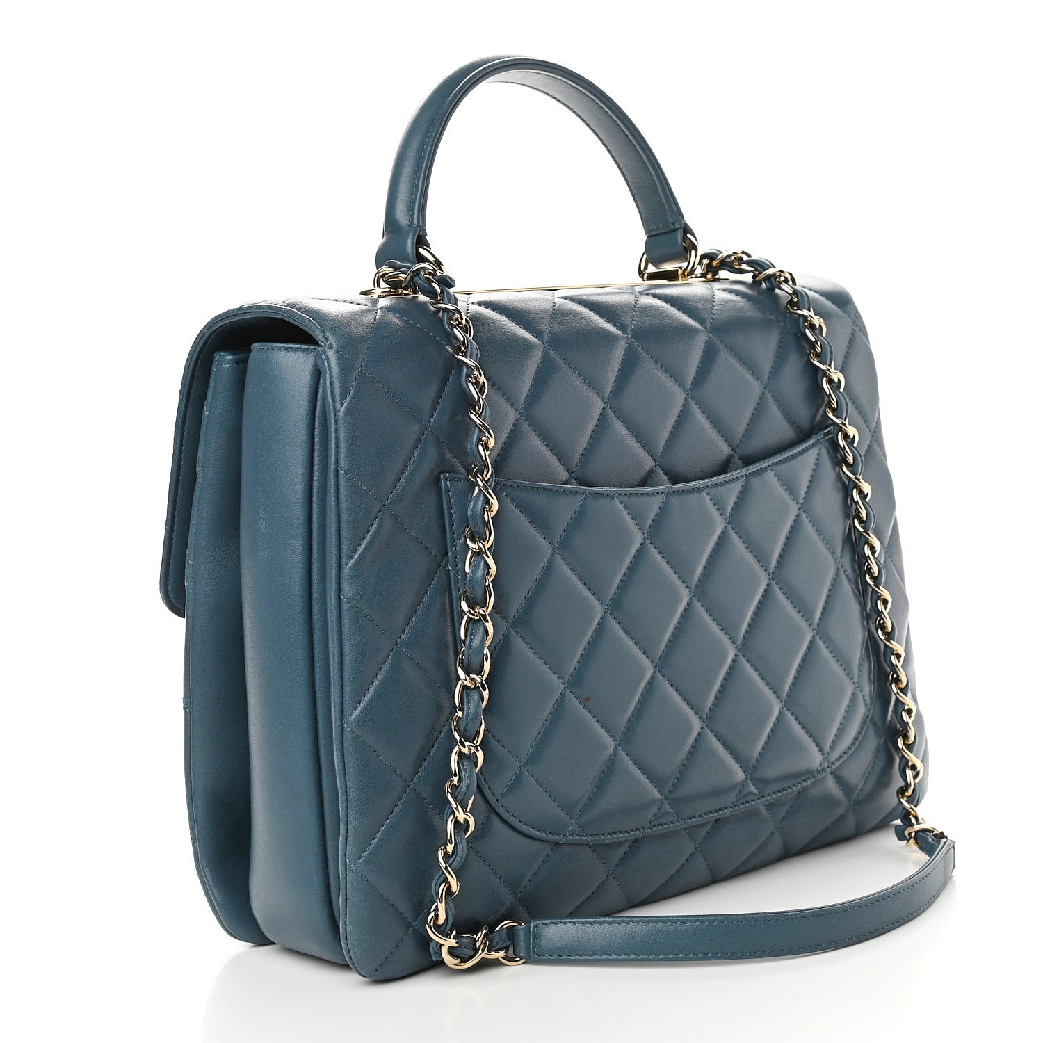 Chanel Lambskin Quilted Large Trendy CC Flap Dual Handle Bag Navy Blue 2 of 8