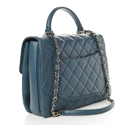 Chanel Lambskin Quilted Large Trendy CC Flap Dual Handle Bag Navy Blue 2 of 8