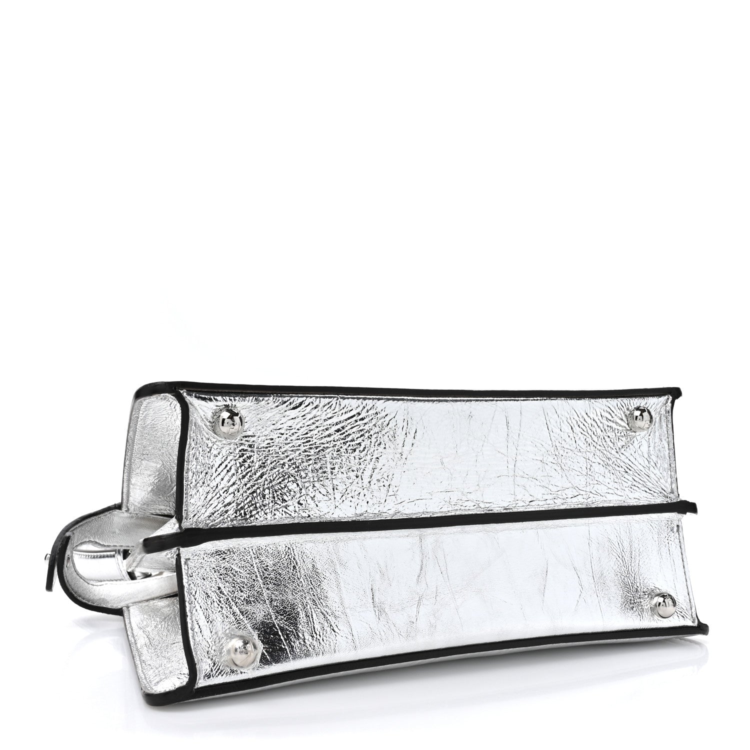 Fendi Rock Millenium Laminata Small Peekaboo I SEE U Satchel Argento 4 of 16