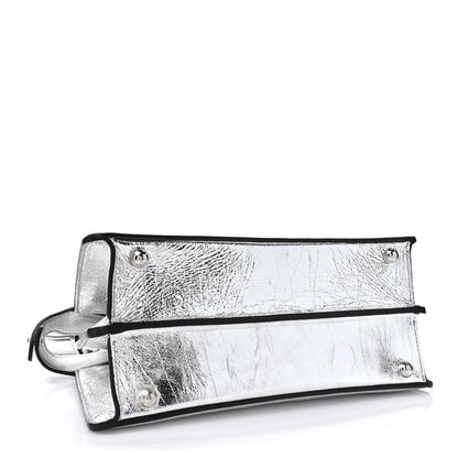 Fendi Rock Millenium Laminata Small Peekaboo I SEE U Satchel Argento 4 of 16
