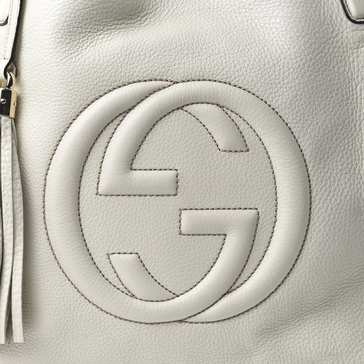 Pebbled Calfskin Medium Soho Shoulder Bag Off White