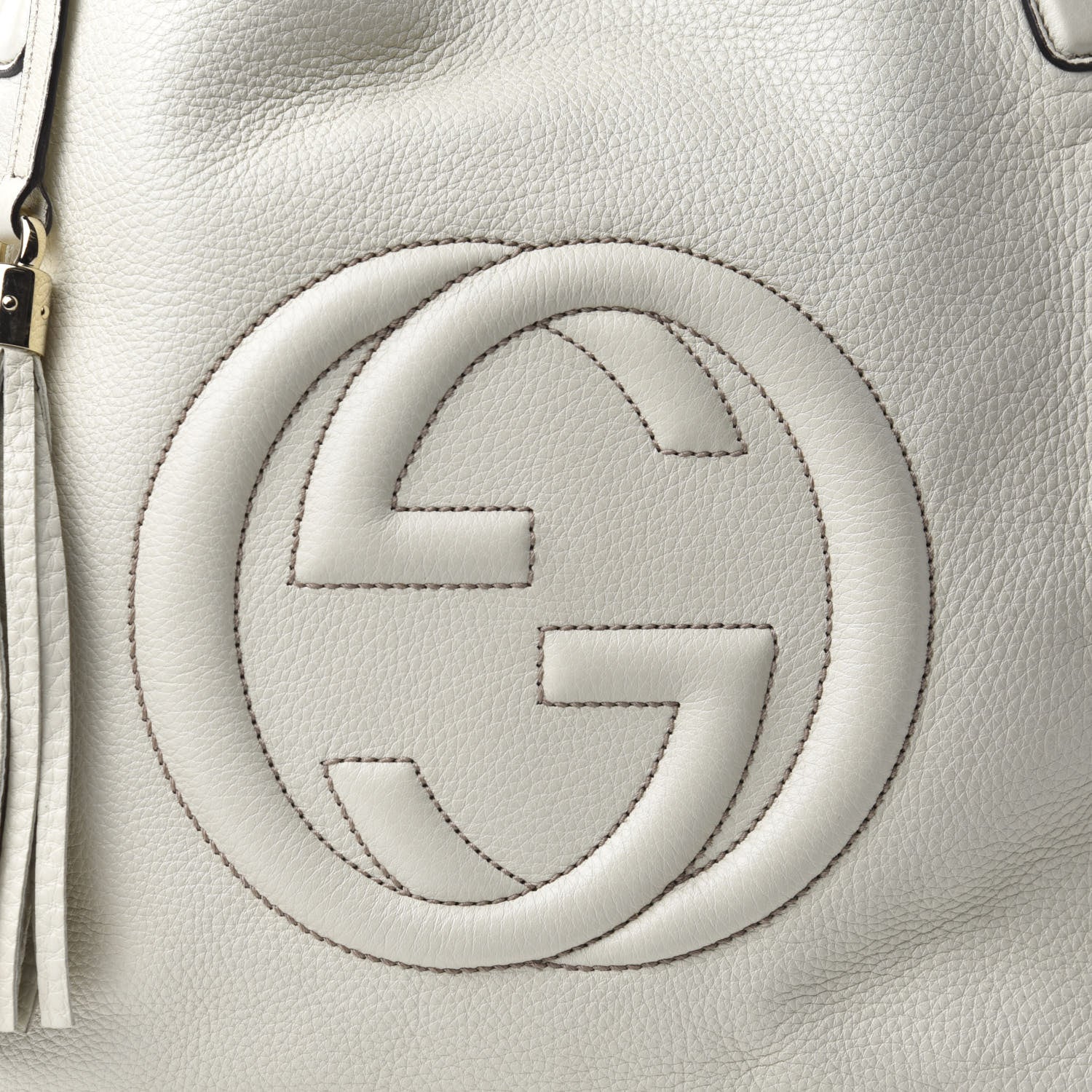 Gucci Pebbled Calfskin Medium Soho Shoulder Bag Off White 11 of 11