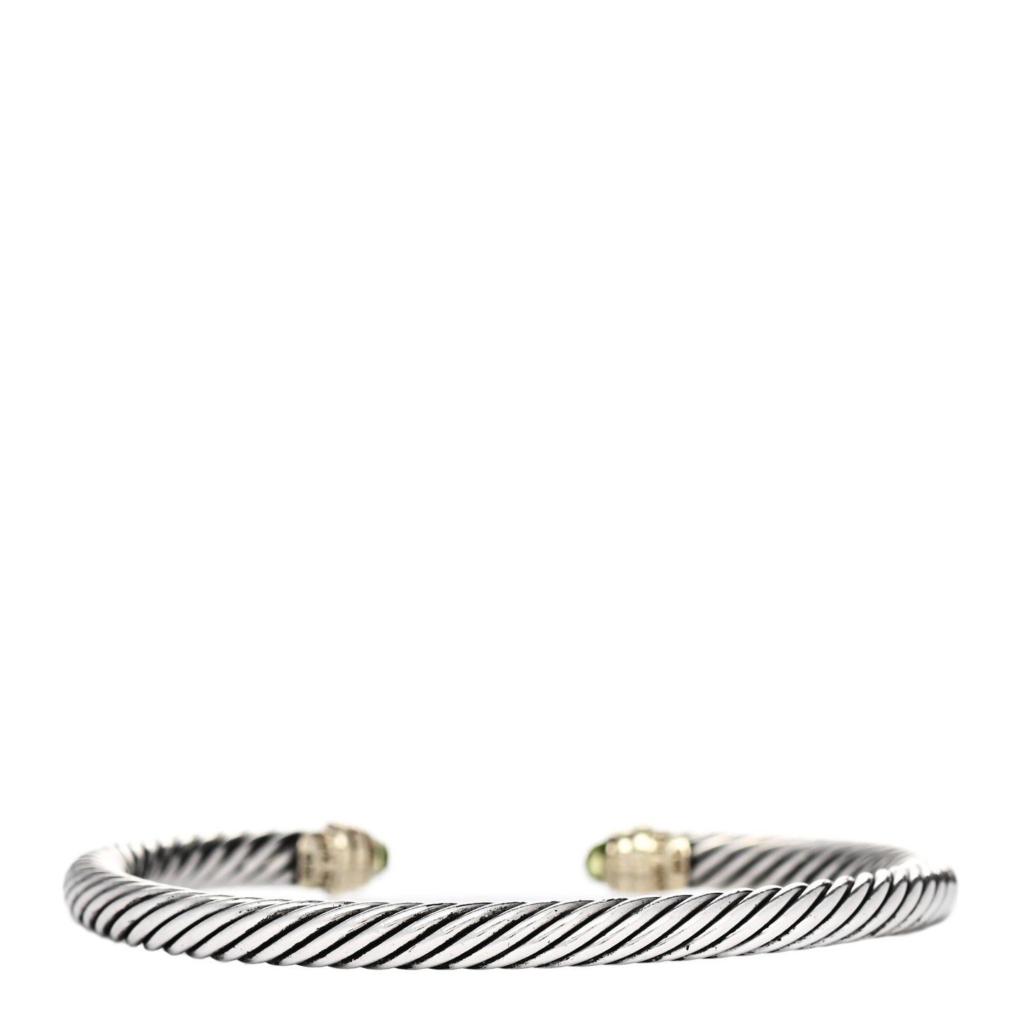 Sterling Silver 14K Yellow Gold Peridot 5mm Cable Classics Petite Color Bracelet