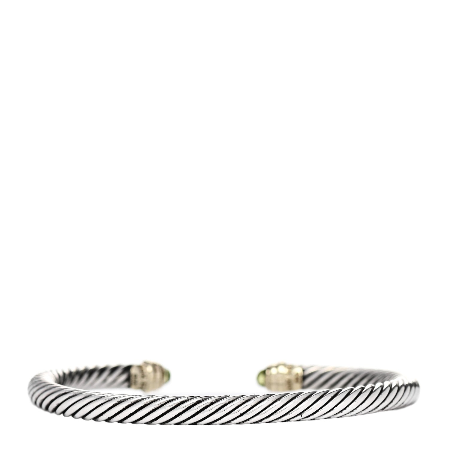 David Yurman Sterling Silver 14K Yellow Gold Peridot 5mm Cable Classics Petite Color Bracelet 2 of 3