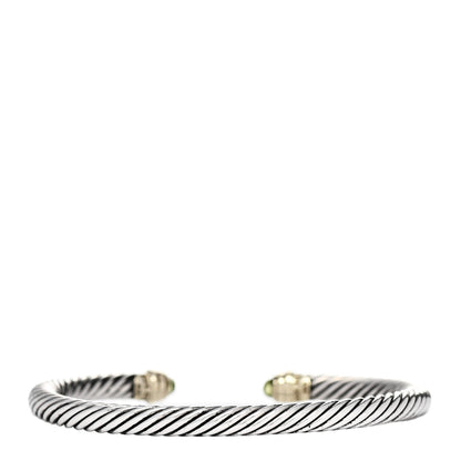 David Yurman Sterling Silver 14K Yellow Gold Peridot 5mm Cable Classics Petite Color Bracelet 2 of 3
