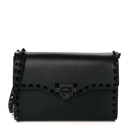 Valentino Garavani Vitello Monochrome Medium Rockstud Flip Lock Crossbody Bag Black 1 of 9