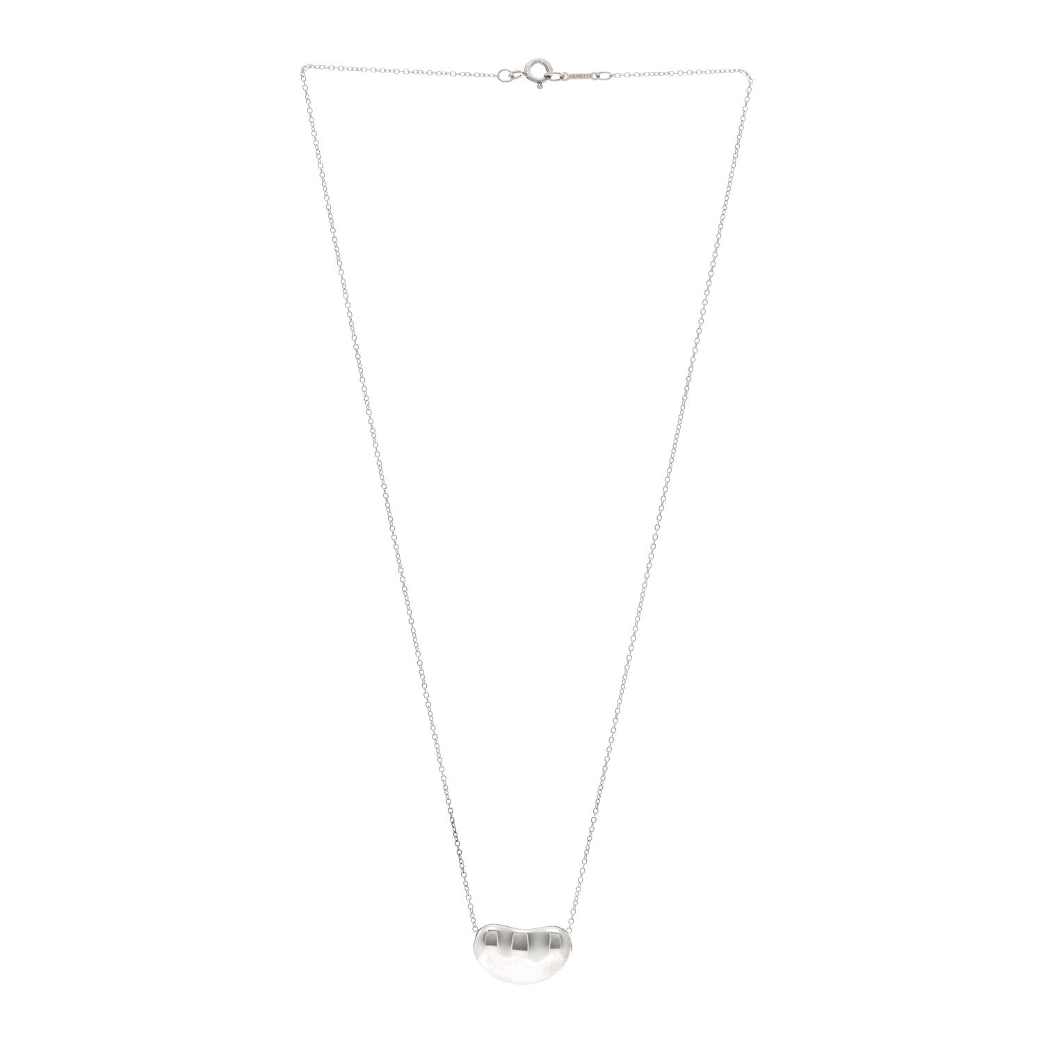 Tiffany Sterling Silver 19mm Elsa Peretti Bean Pendant Necklace 3 of 4