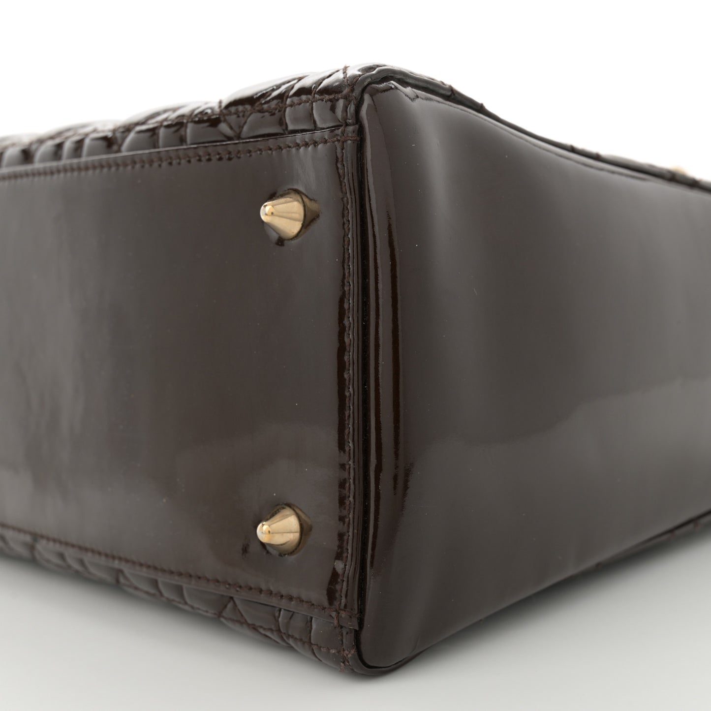 Patent Cannage Medium Lady Dior Dark Brown