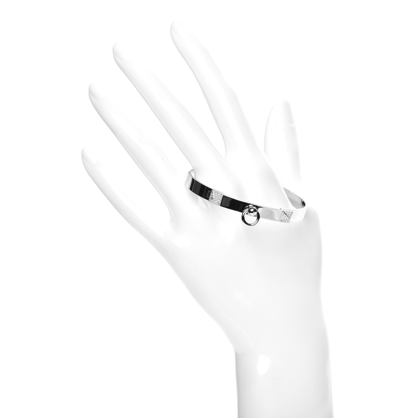 18K White Gold Diamond PM Collier De Chien Bracelet SH