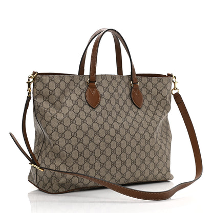 Gucci Soft GG Supreme Monogram Embroidered Crossbody Tote Brown 3 of 11