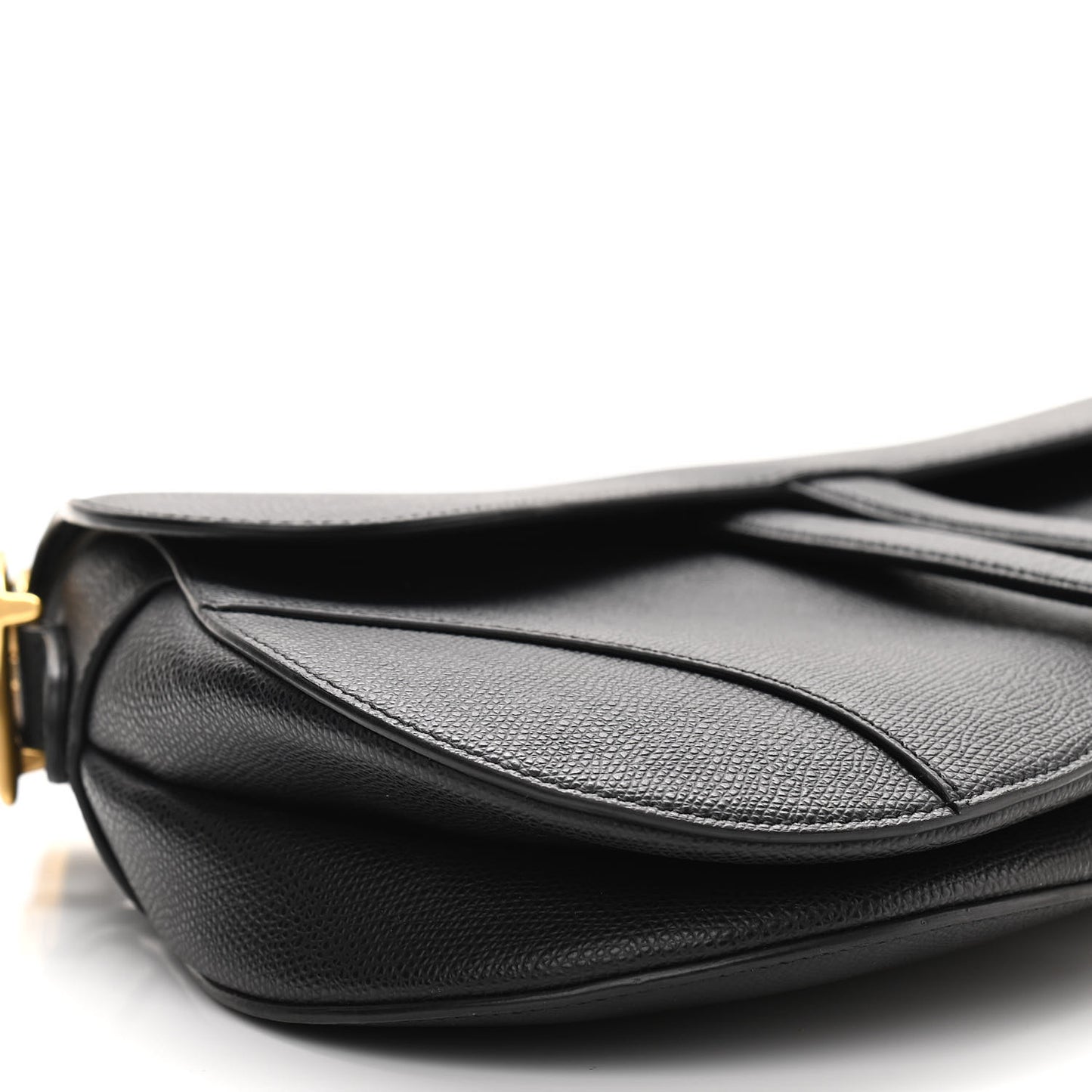 Grained Calfskin Saddle Bag Black
