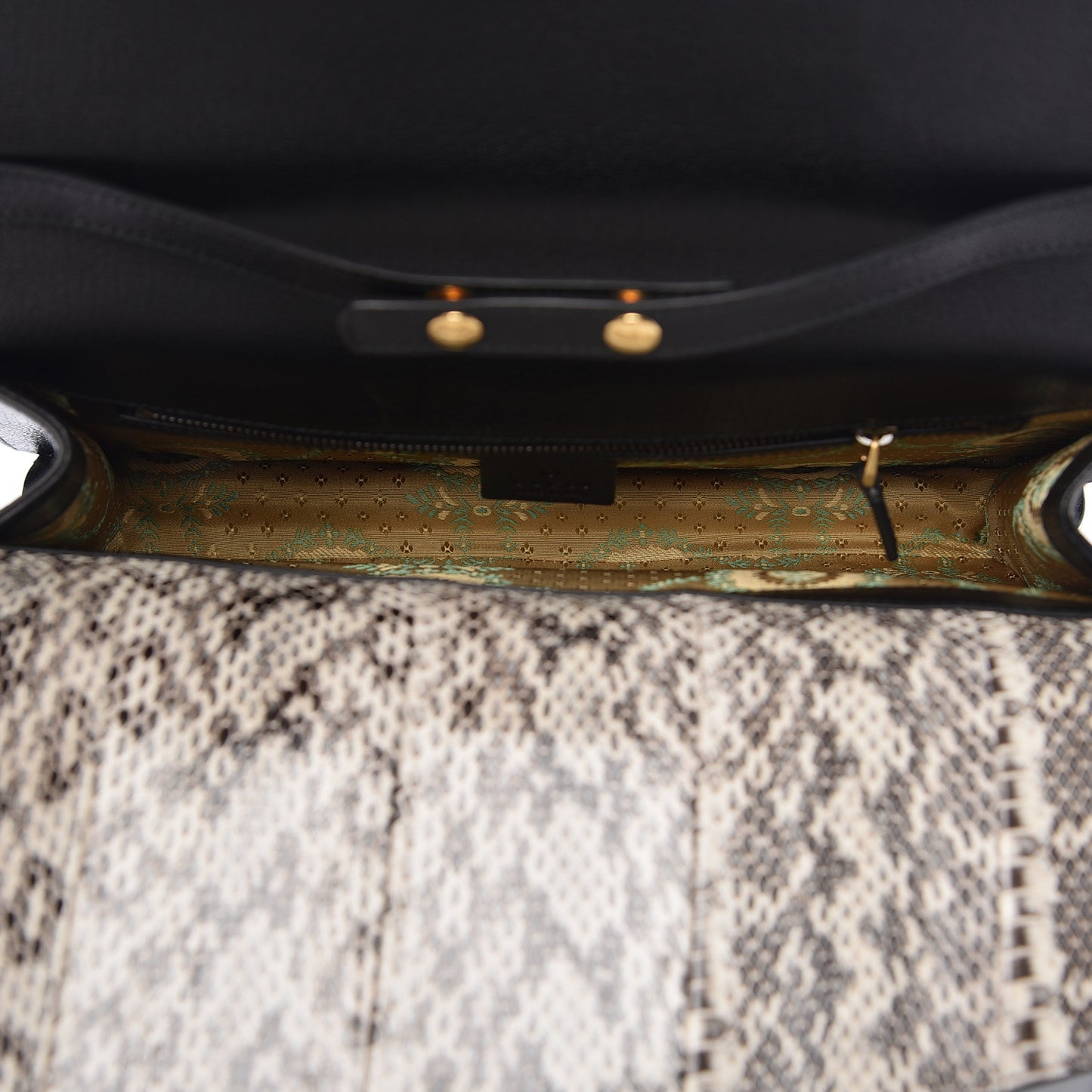Calfskin Snakeskin Studded Medium Ottilia Top Handle Bag Black
