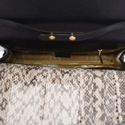 Gucci Calfskin Snakeskin Studded Medium Ottilia Top Handle Bag Black 6 of 13