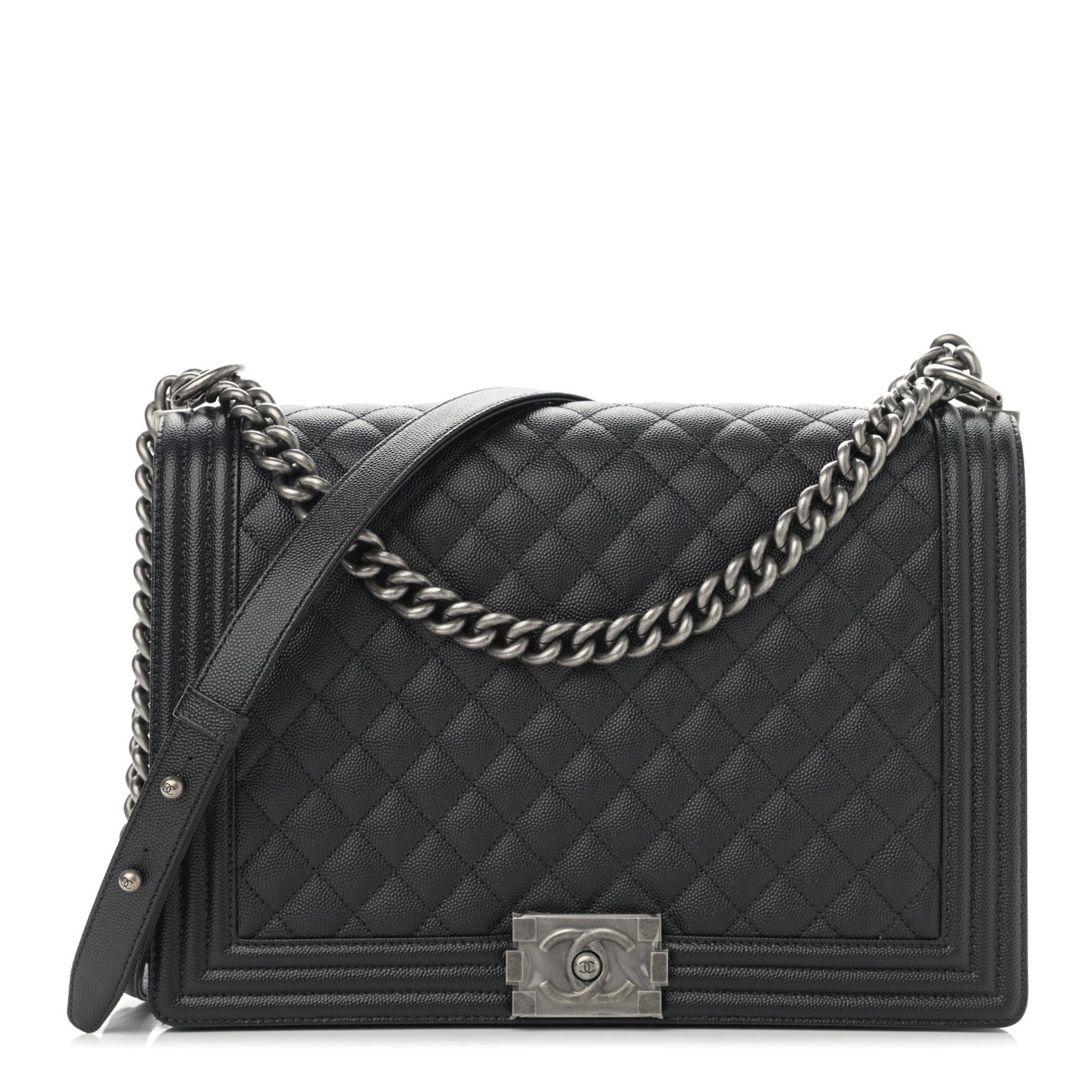 Caviar Quilted Large Boy Flap Black