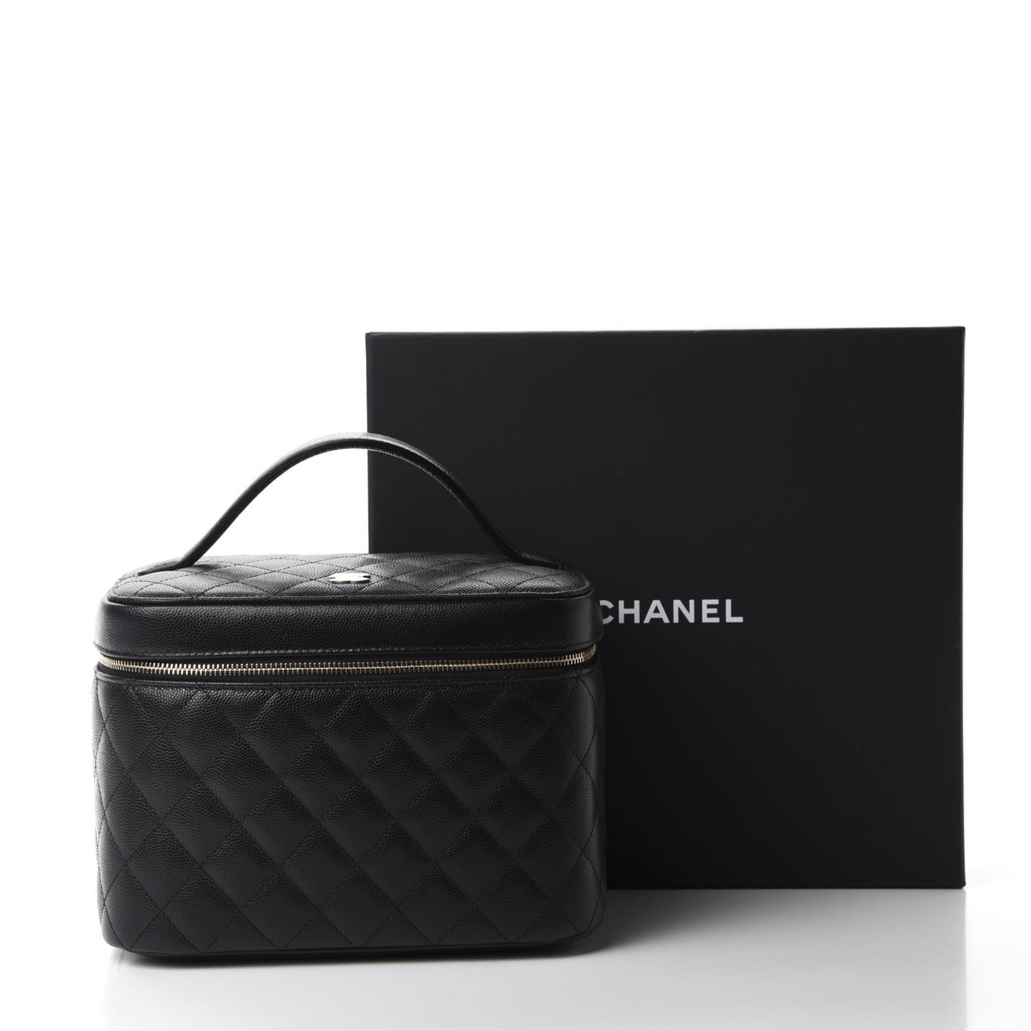 Caviar Quilted Large Vanity Pouch Black