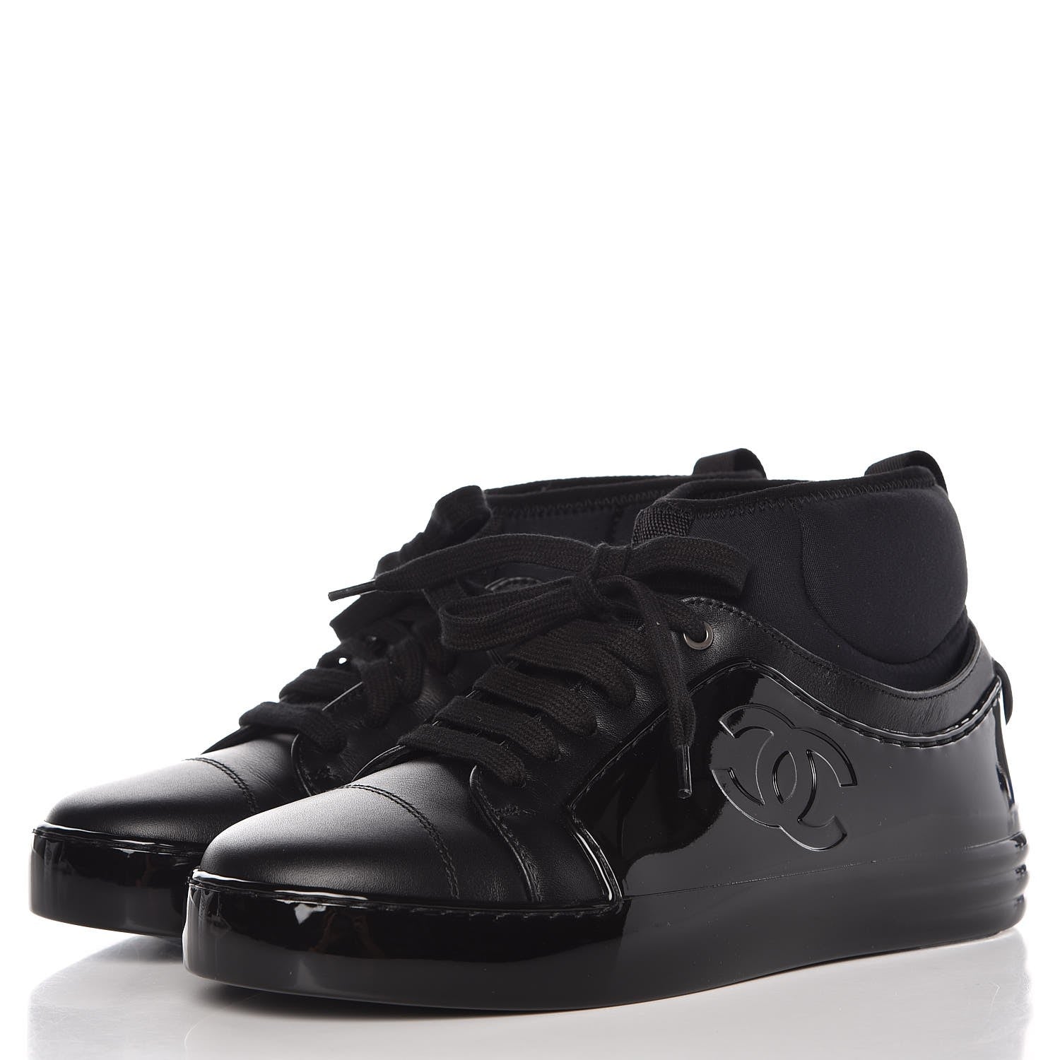 Chanel Patent Calfskin CC Short Boots 35.5 Black 3 of 9