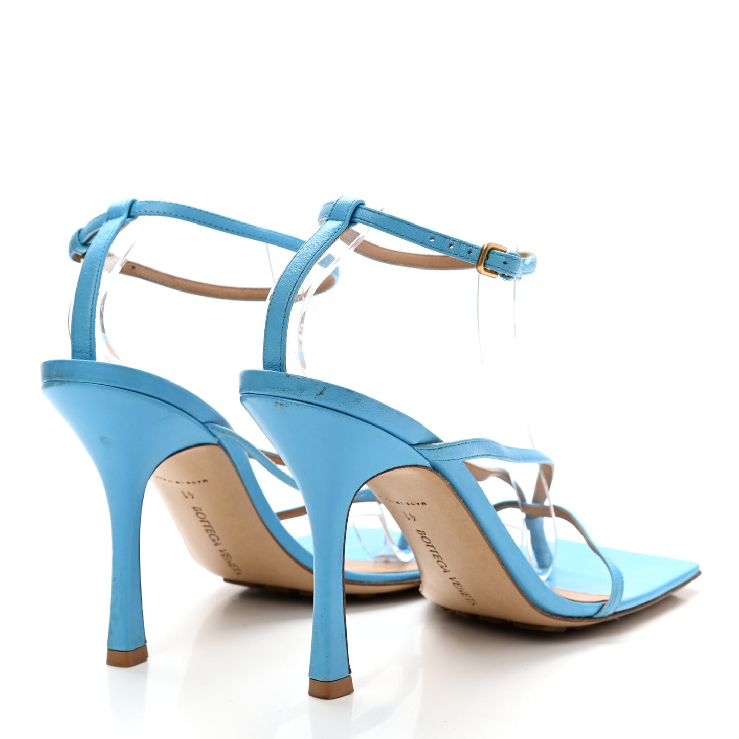 Lambskin Stretch Multi Strap 90mm Sandals 41 Sky Blue
