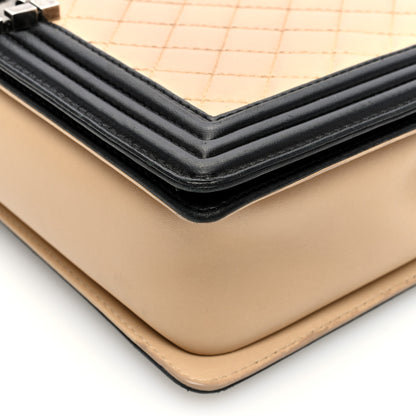 Chanel Lambskin Quilted Large Boy Flap Beige Black 10 of 10