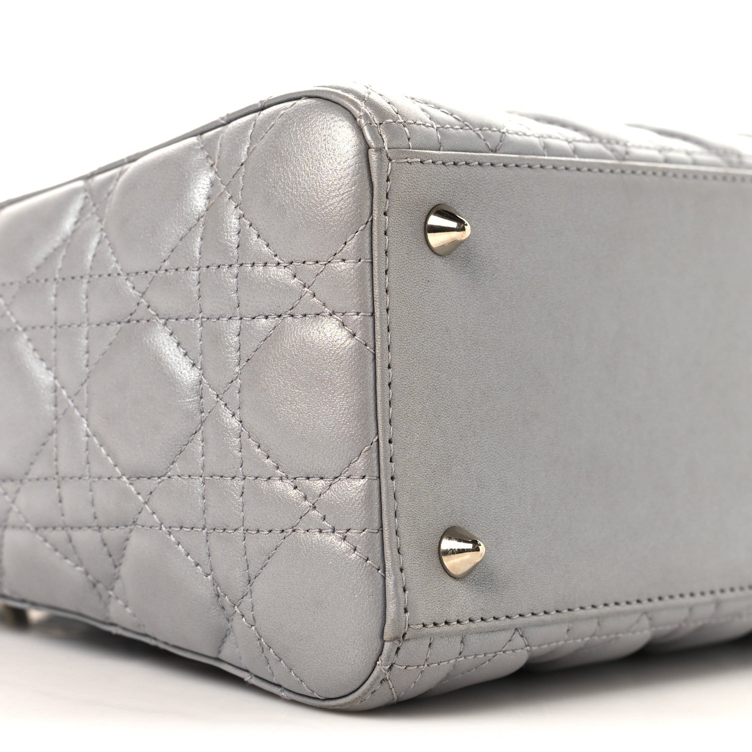 Christian Dior Pearly Lambskin Cannage Medium Lady Dior Grey 9 of 10