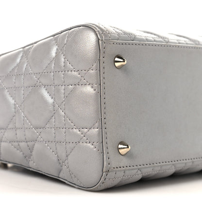Christian Dior Pearly Lambskin Cannage Medium Lady Dior Grey 9 of 10