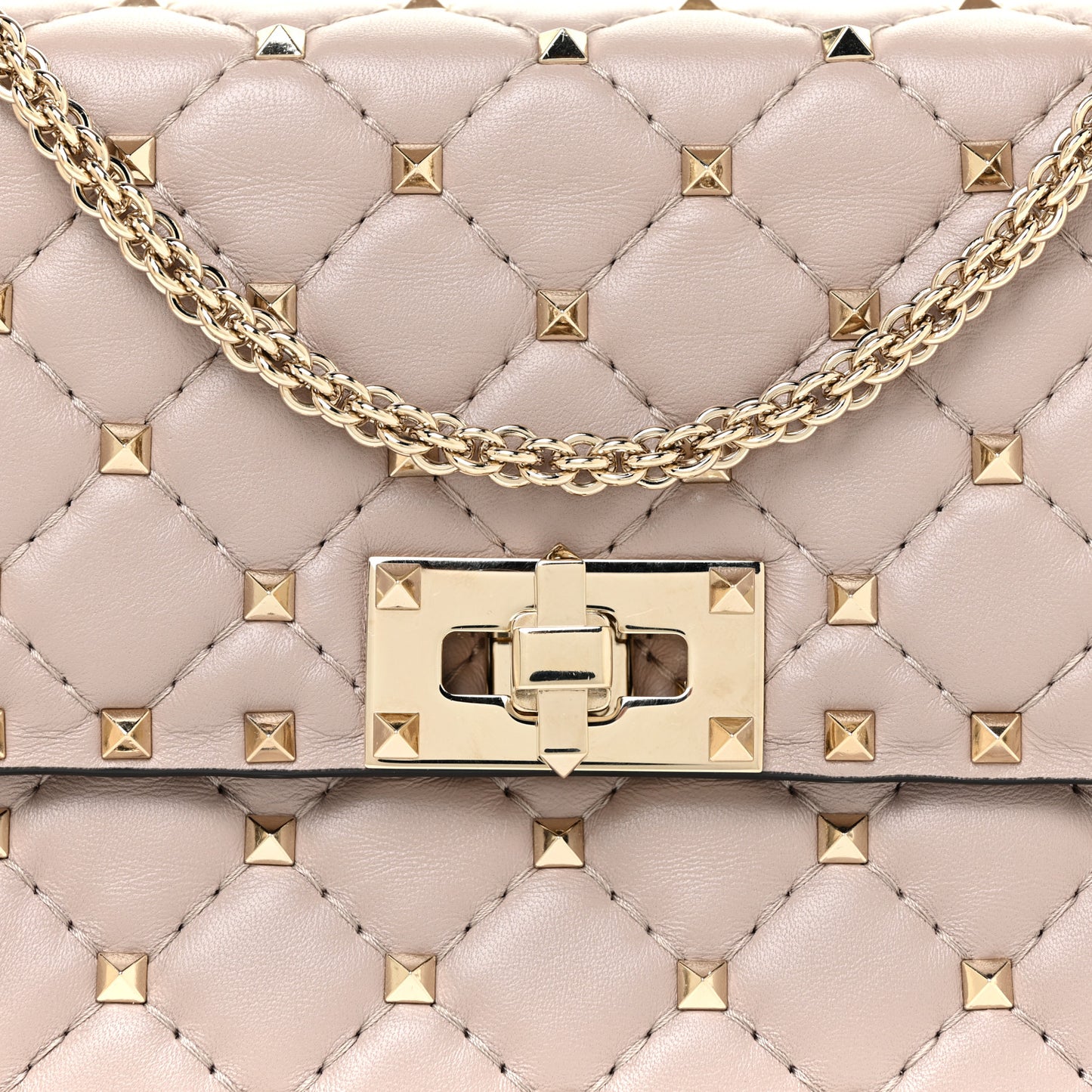 Lambskin Medium Rockstud Spike Shoulder Bag Poudre