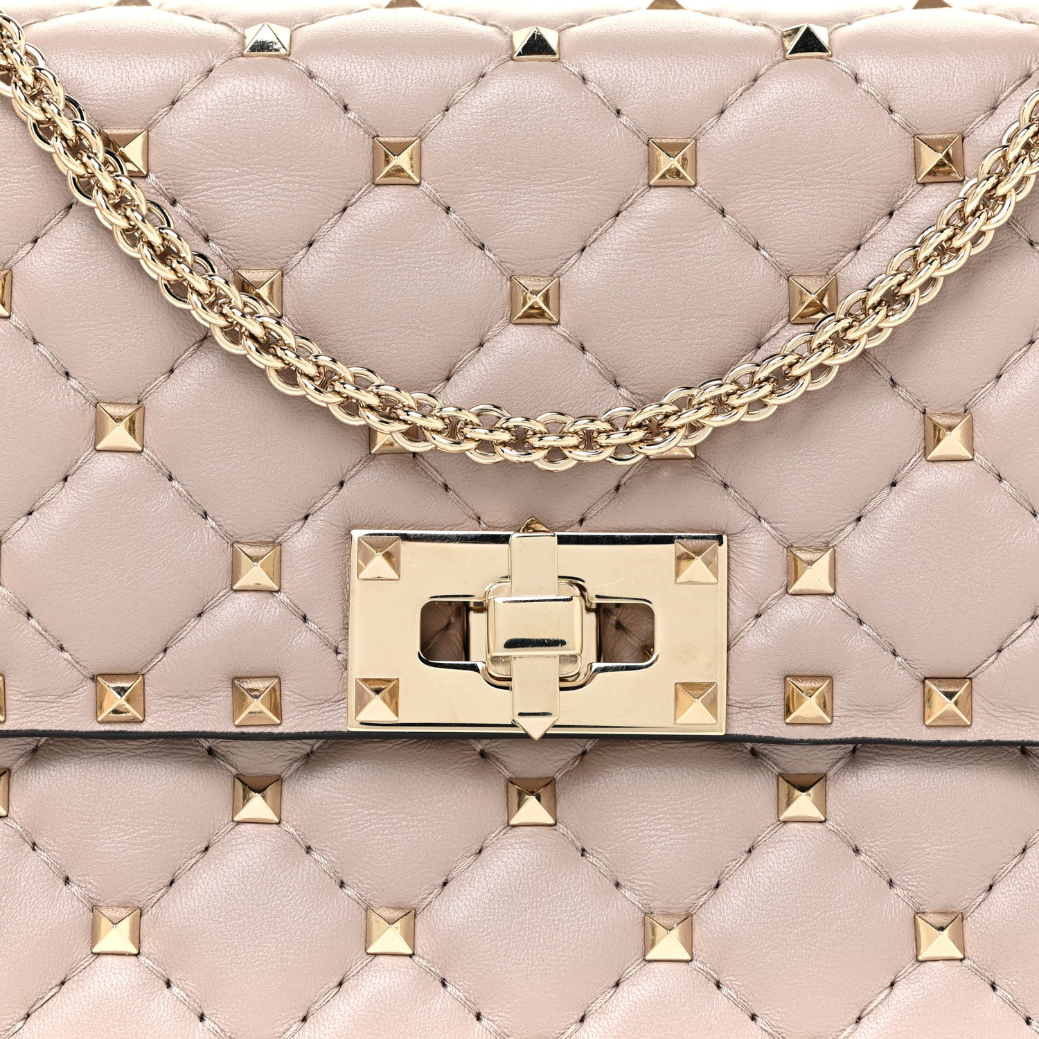 Valentino Garavani Lambskin Medium Rockstud Spike Shoulder Bag Poudre 8 of 10