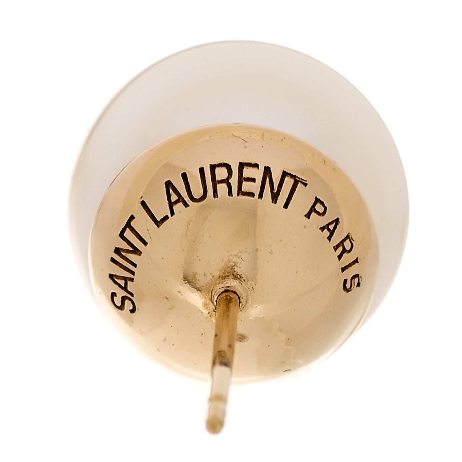 Saint Laurent Metal Pearl Cassandre Earrings Gold Cream 4 of 4