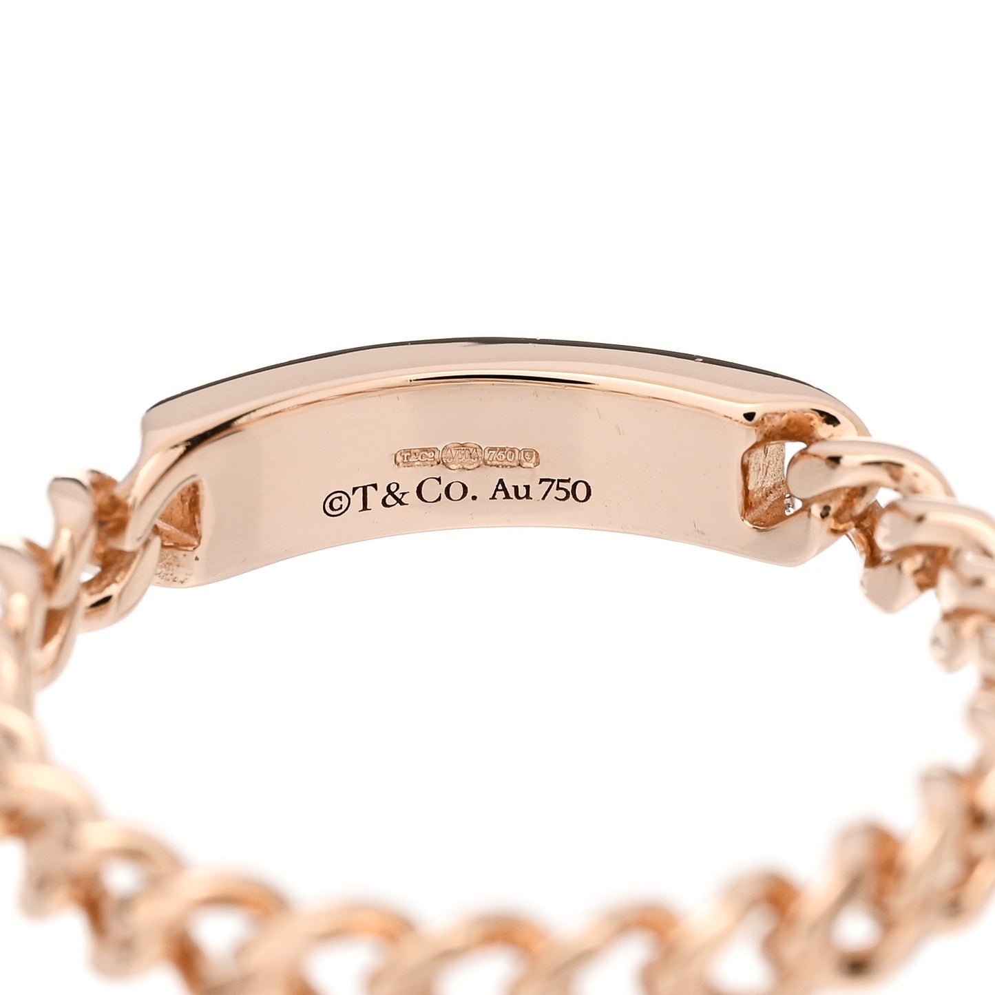 18K Rose Gold Diamond Micro Link Ring 58 8.25