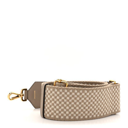 Fendi Ribbon Vitello King Logo Embossed Gingham Woven Adjustable Strap You Beige 2 of 5