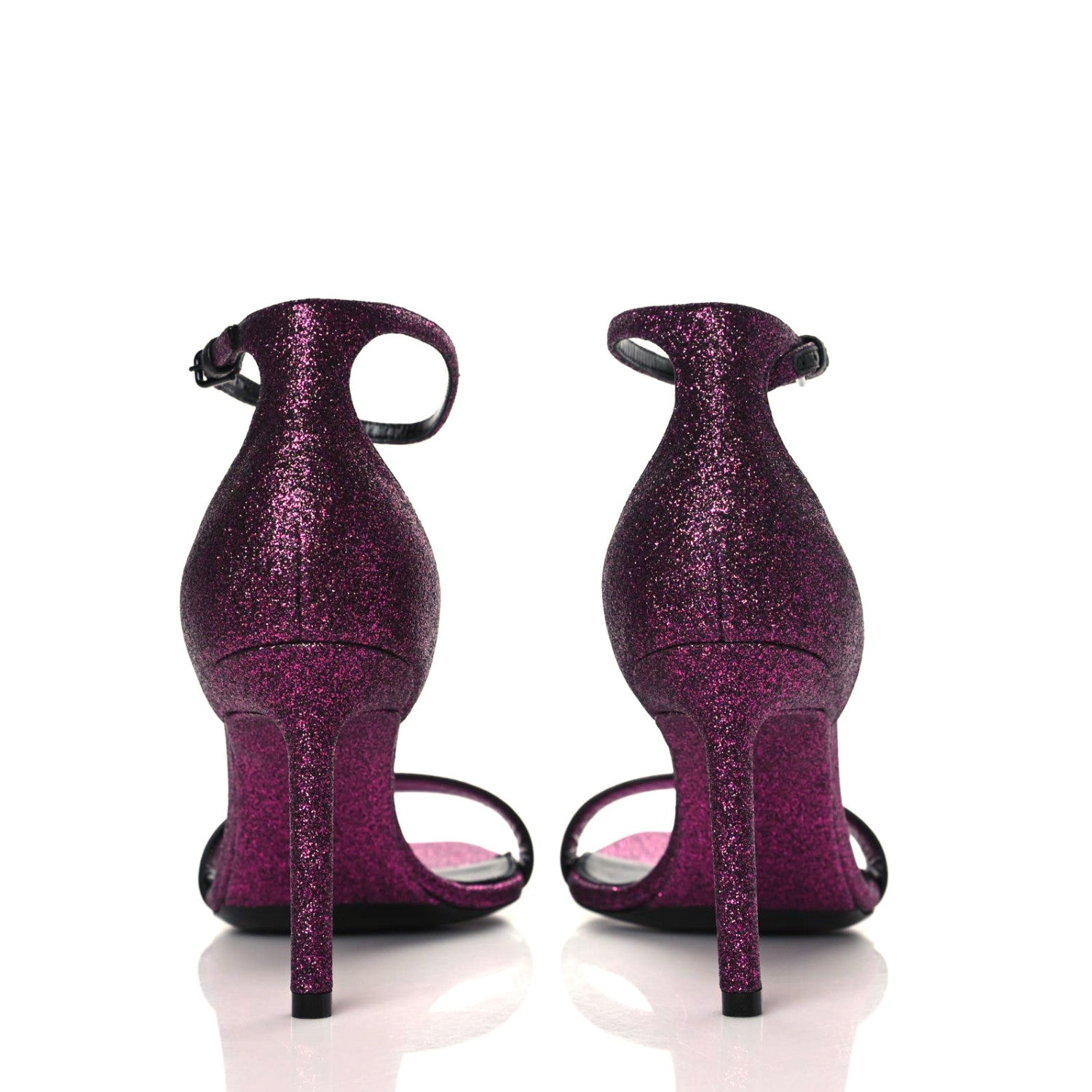 Saint Laurent Glitter Amber 85 Ankle Strap Sandals 38 Fuchsia 5 of 9