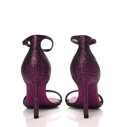 Saint Laurent Glitter Amber 85 Ankle Strap Sandals 38 Fuchsia 5 of 9