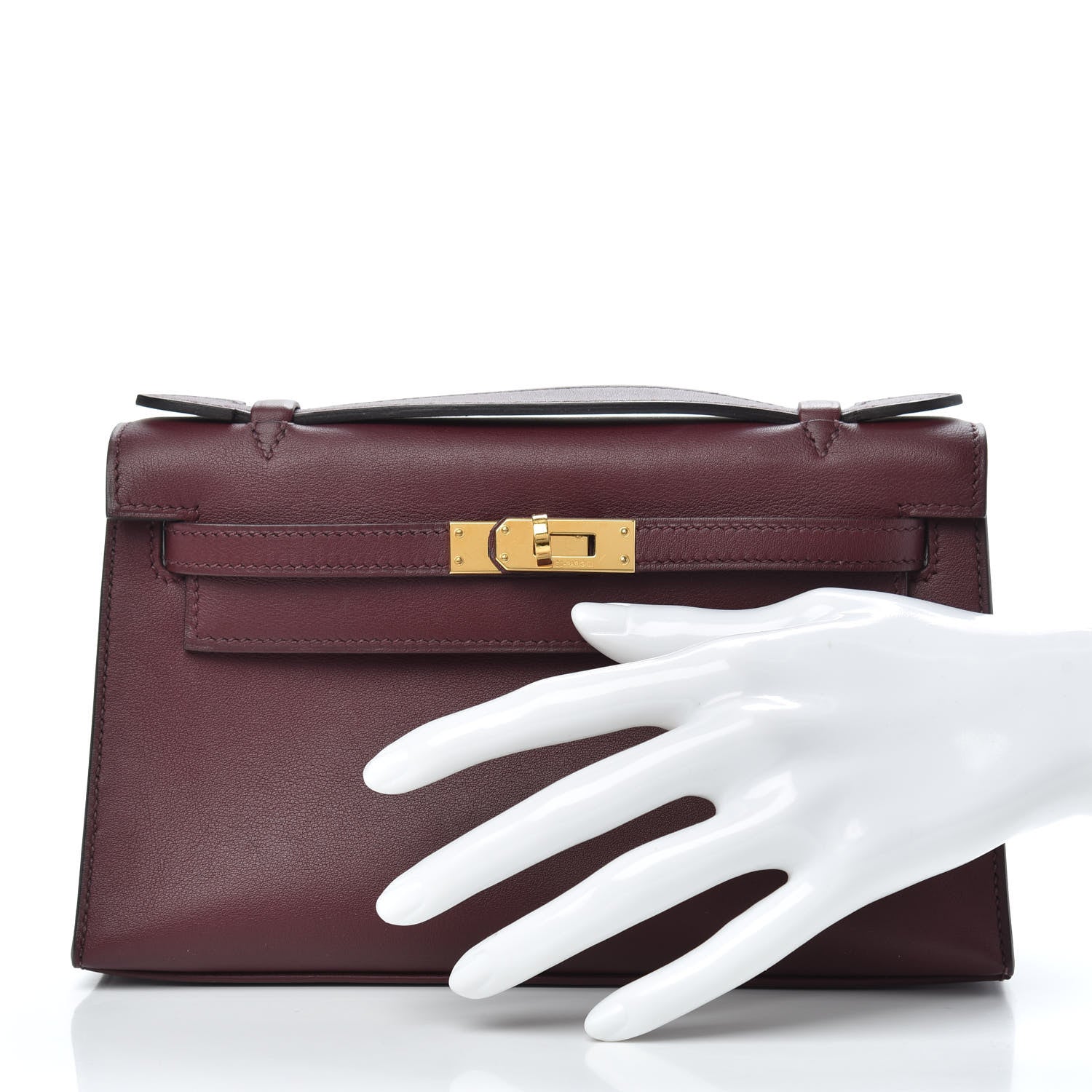 Hermes Swift Kelly Pochette Clutch Bordeaux 2 of 10