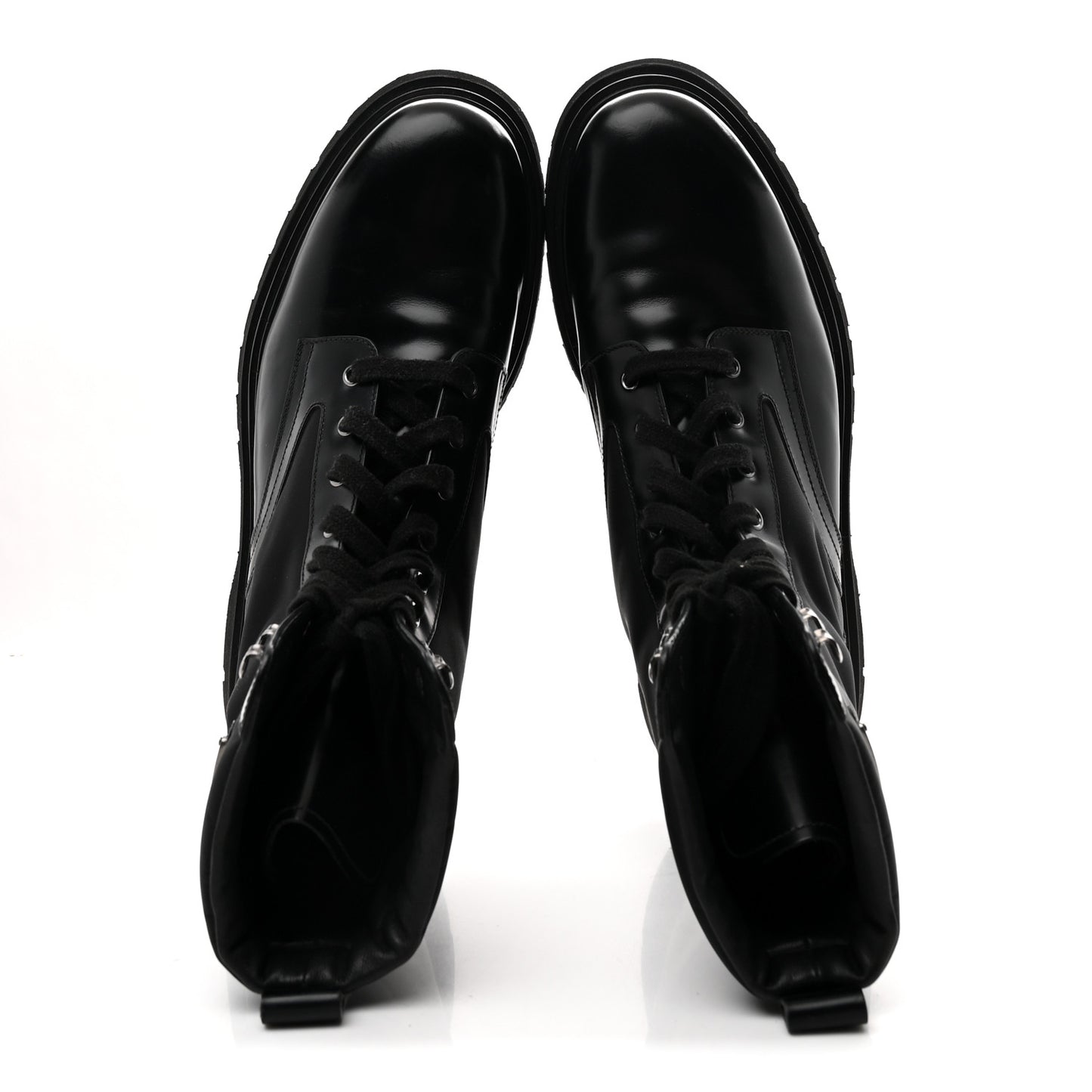 Spazzolato Rois Re-Nylon Metal Triangle Logo Mens 40mm Combat Boots 10 Black