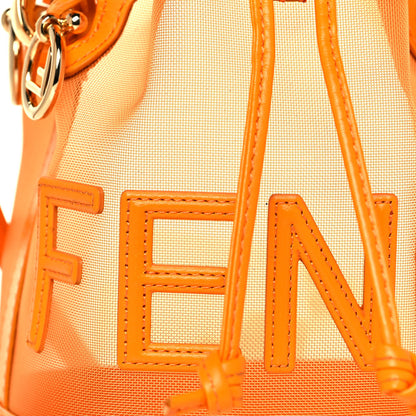 Fendi Mesh Vitello King F is Fendi Logo Embroidered Mini Mon Tresor Bucket Bag Aranciata Clementime 6 of 10
