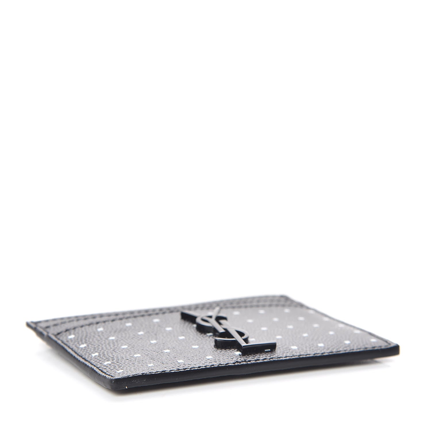 Saint Laurent Grain De Poudre Geo Print Monogram Credit Card Case Black White 4 of 8