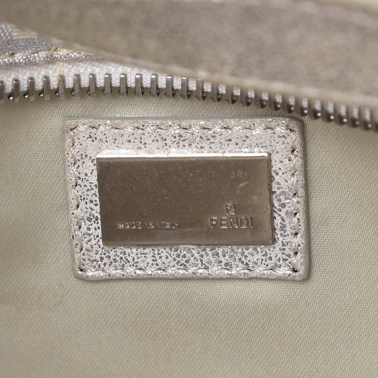 Metallic Lurex Zucchino Suede Small Shoulder Bag White Argento