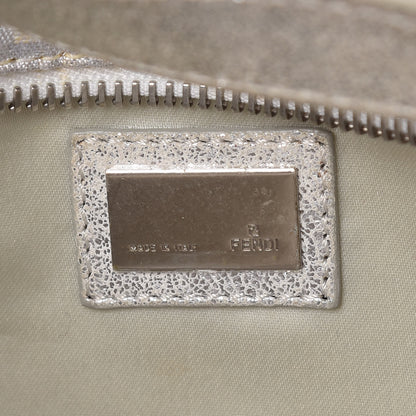 Fendi Metallic Lurex Zucchino Suede Small Shoulder Bag White Argento 6 of 10